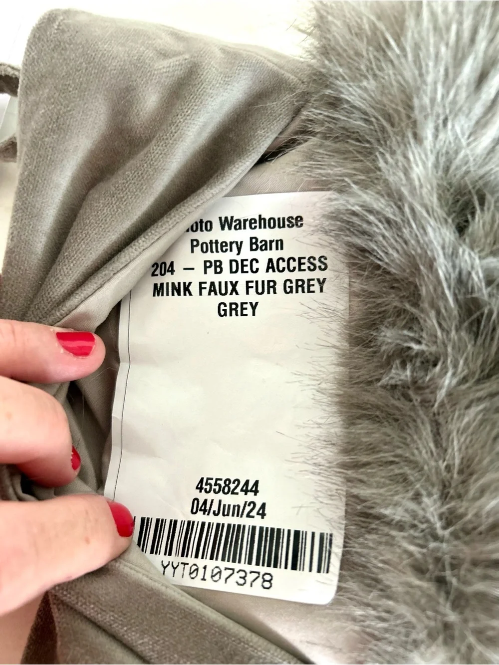 NWOT Pottery Barn Faux Mink Grey Stockings